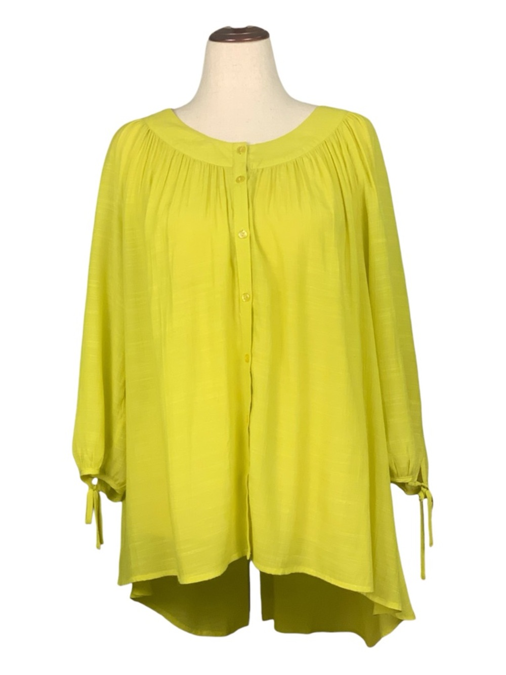 Moonlight Bay‎ Neon Yellow Button-Front Women's Tunic Top Blouse Size 2X